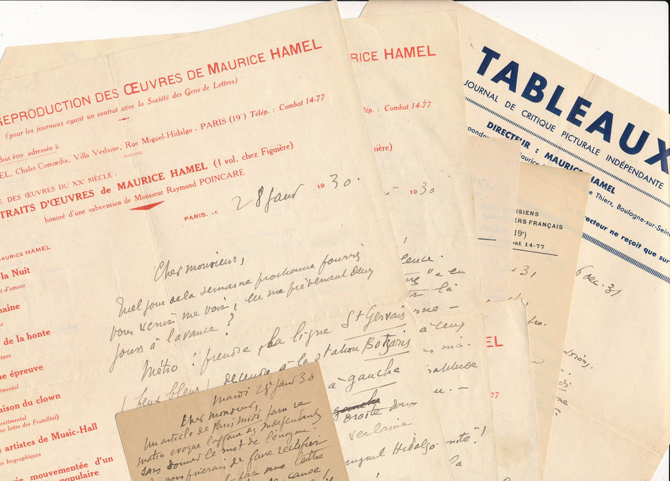 Maurice Hamel et des fausses signatures Germain Delatousche 6 lettres autographee