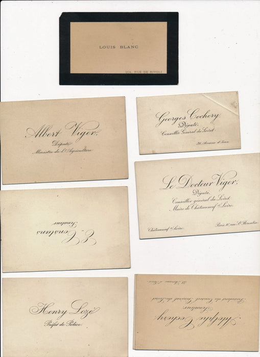 Lot, 12 cartes de visite vierges d’écriture, personnalités politique