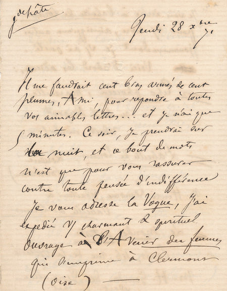 Francisque de BIOTIÈRE 27 lettres autographes signées à Eugène de LA COTTIÈRE