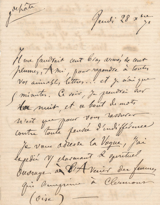 Francisque de BIOTIÈRE 27 lettres autographes signées à Eugène de LA COTTIÈRE