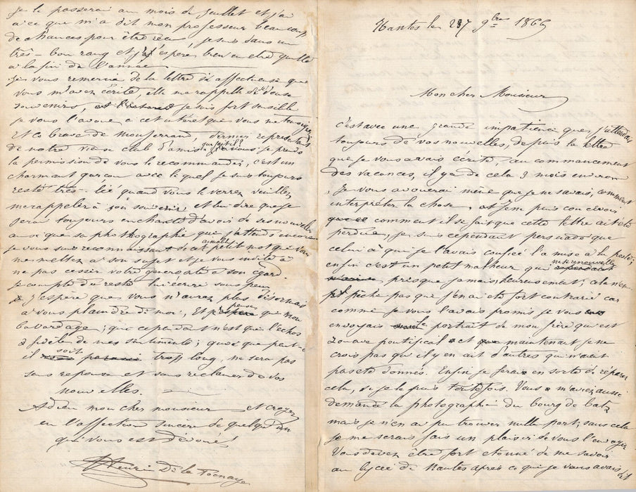 29 lettres élèves adressées à Joanni d Arsac éducation enseigant écrivain