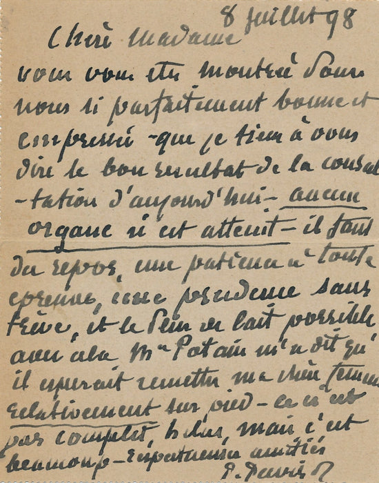 Pierre PUVIS DE CHAVANNES épouse Cantacuzène lettre autographe signée 1898