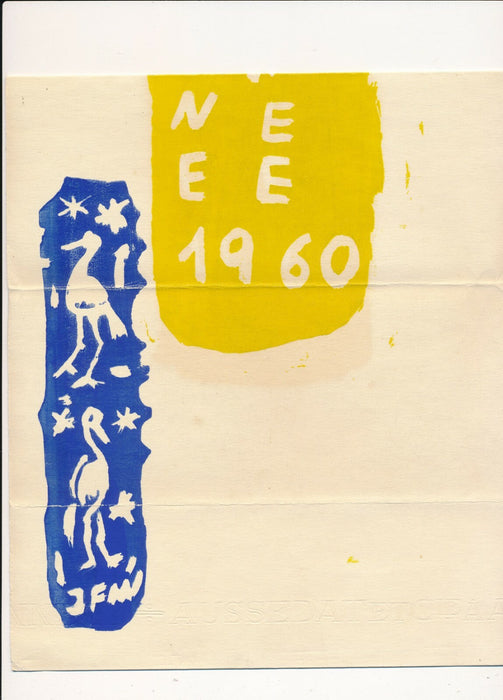 Josep VILATÓ RUIZ J. FIN pochoir original signé 1960 voeux envoi autographe