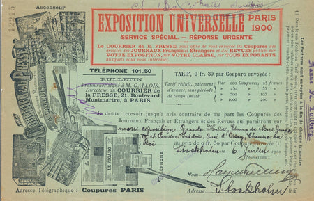 Hasse W TULLBERG éditeur imprimeur Suède Exposition universelle 1900