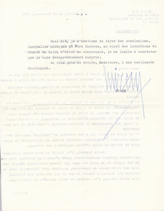 Mirosław MIRECKI MIREM peintre lettre signée DANIEL-GIRARD salon d'Hiver