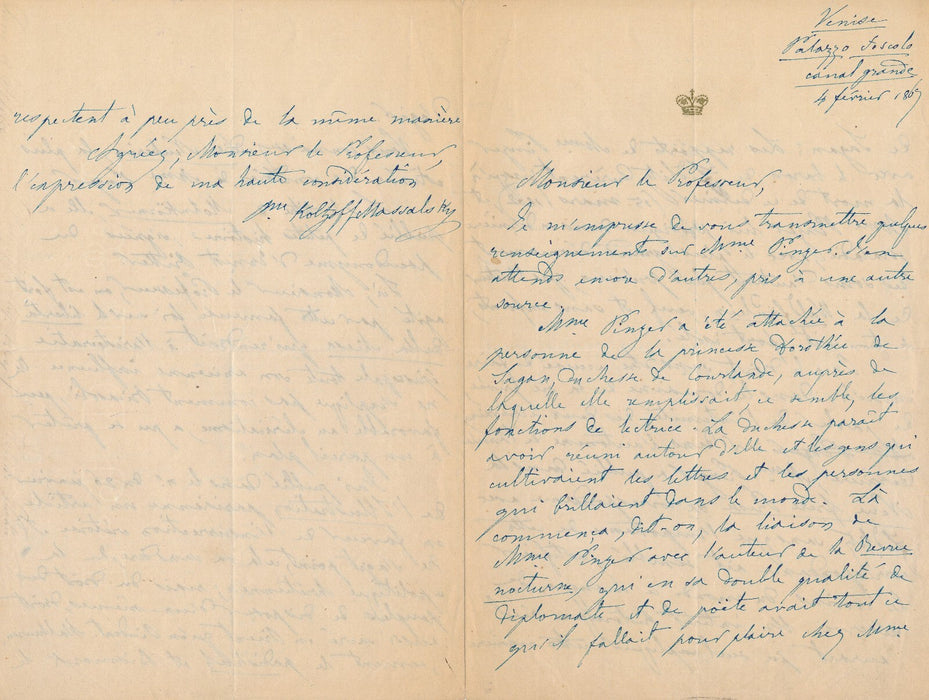 Dora d' ISTRIA Albanie Roumanie belle lettre autographe  Pinzer Zedlitz Crète