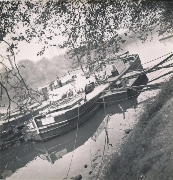 F. Franc-Lamy 3 photo photographie v. 1930 paysage eau péniche