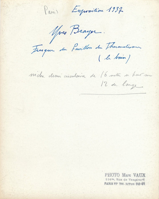 Yves BRAYER fresque pavillon du thermalisme 1937 photo photographie Marc Vaux