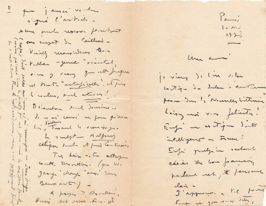 Correspondance autographe Henri Herault Jacques Lassaigne 9 lettres 1936-1939