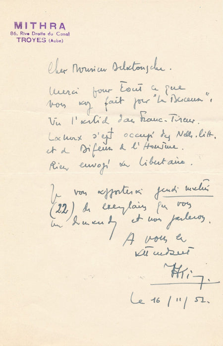 J.-J. KIM 3 lettres Berceuse irlandaise Julien Blanc DELATOUSCHE autographes