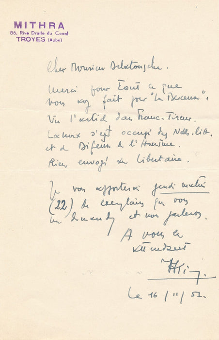 J.-J. KIM 3 lettres Berceuse irlandaise Julien Blanc DELATOUSCHE autographes