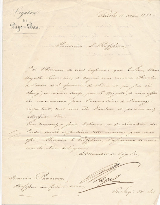 Duc  de Plaisance pièce signée autographge décoration Couronne chêne PANSERON