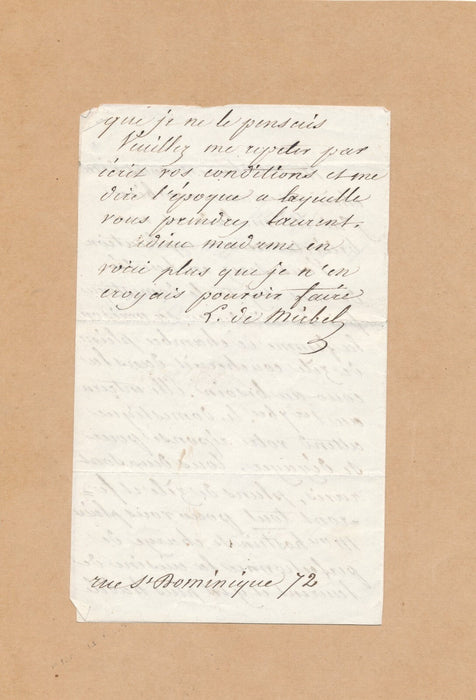 Lizinska de MIRBEL miniaturiste lettre autographe signée épouse Lecoq