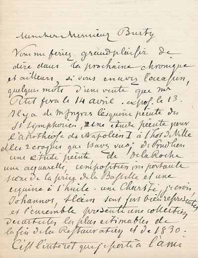Henri LEHMANN 3 lettres autographes signées sur Repos, Ventura Sarah Tobie