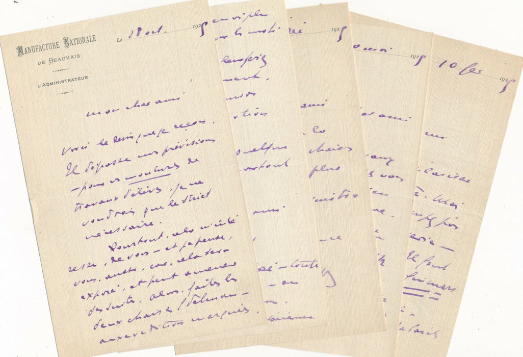 Jean AJALBERT 11 lettres autographes à Francis Jourdain Manufacture Beauvais