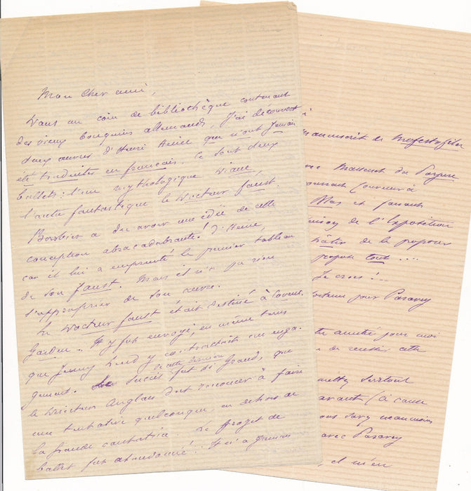 2 lettres autographes signées Léonce DÉTROYAT propose un nouveau ballet Massenet