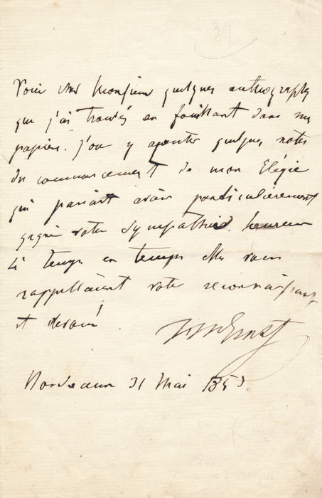 Heinrich Wilhelm ERNST 2 portées musicales autographes signées et 1 lettre