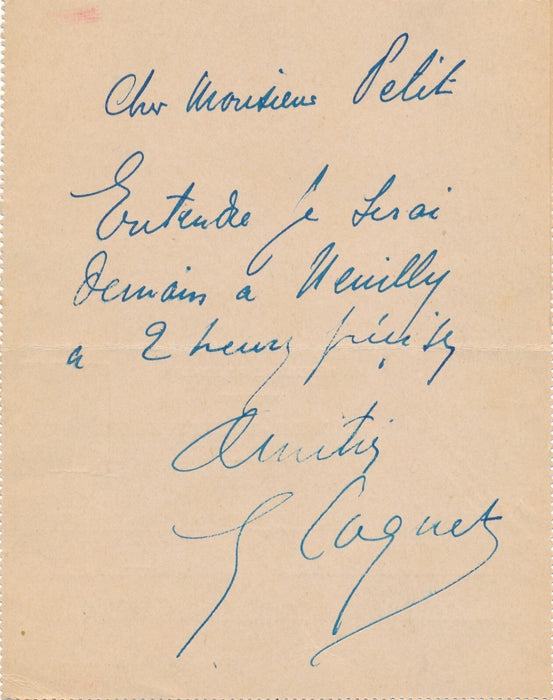 Georges COQUET lettre autographe signée Film d'Art cinéma