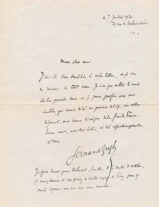 Fernand GREGH ensembe 8 lettres autographes Mony-Sabin Aubert Hébertot Donnay