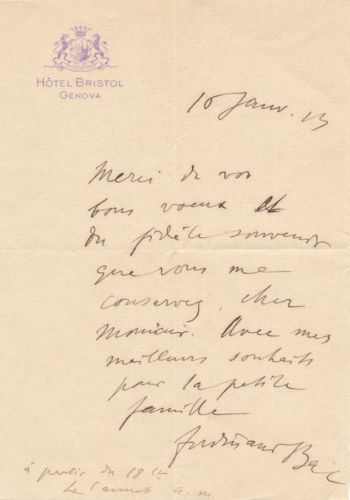 Ferdinand BAC 1 carte autographe signée ET 1 lettre échanges voeux