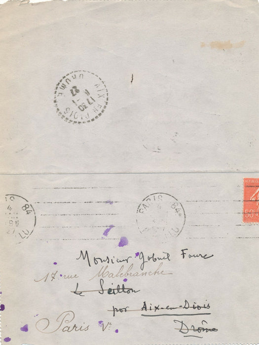 André RIVOIRE 4 lettres autographes signées poète Gabriel Faure amitié