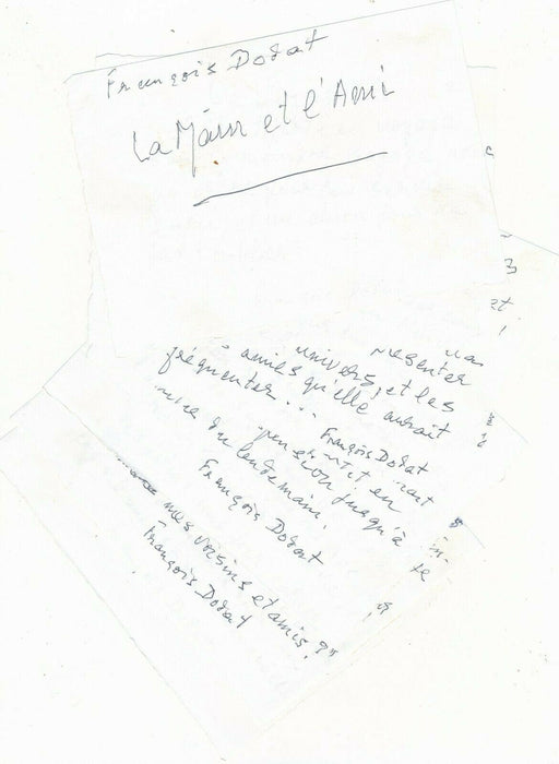 François DODAT lettre autographe signée ET recueil autographe poèmes Main Ami
