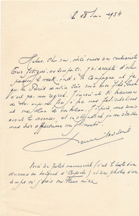 Henri MASSIS bel ensemble lettre manuscrit Maurras ET photo signée autographe