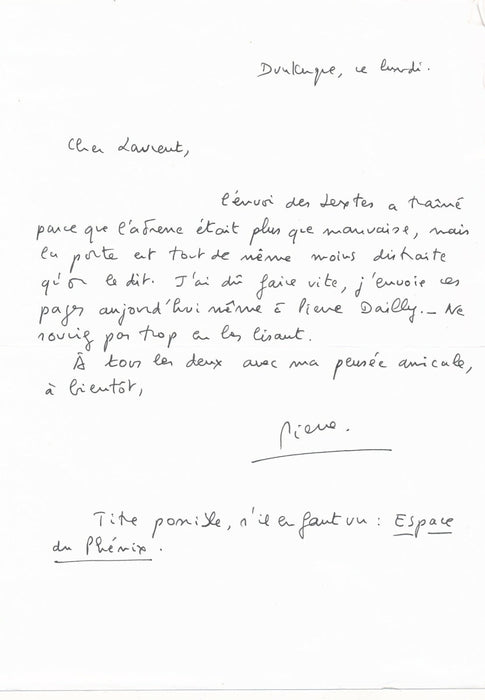 Anthologie. J’appelle un mot Unimuse EO truffée dédicaces signée lettre manucrit