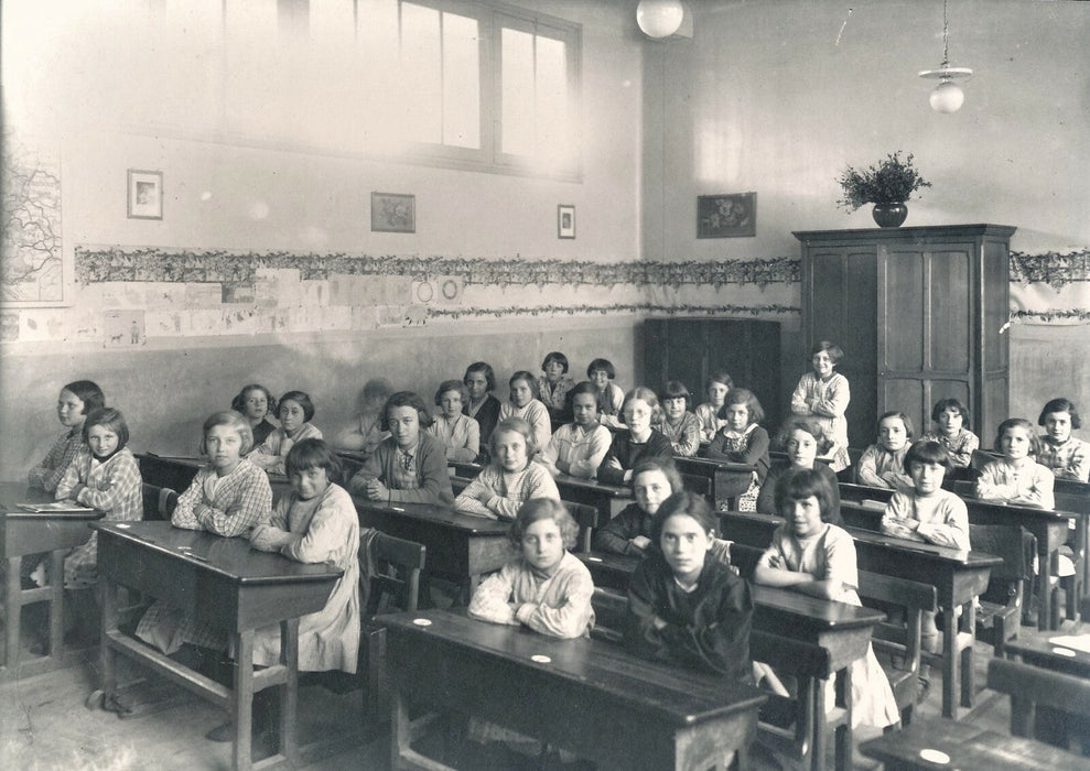 photo école fille classe 3 tirages argentiques époque années 1940
