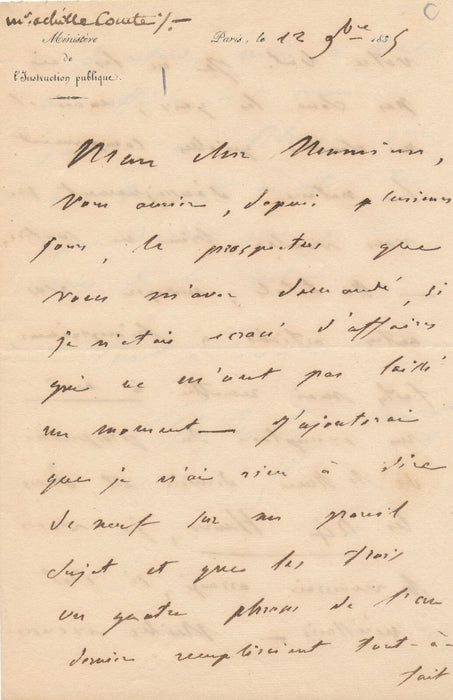 Achille COMTE 2 lettres autographes à Charles Pitois éditeur ouvrage d’Orbigny