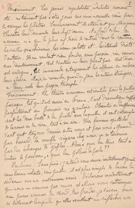 RACHILDE manuscrit autographe signée il n'y a plus de dramaturges !