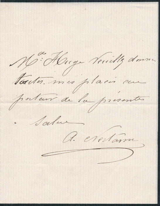Henri NERTANN Billet autographe signé il donne des places théâtre