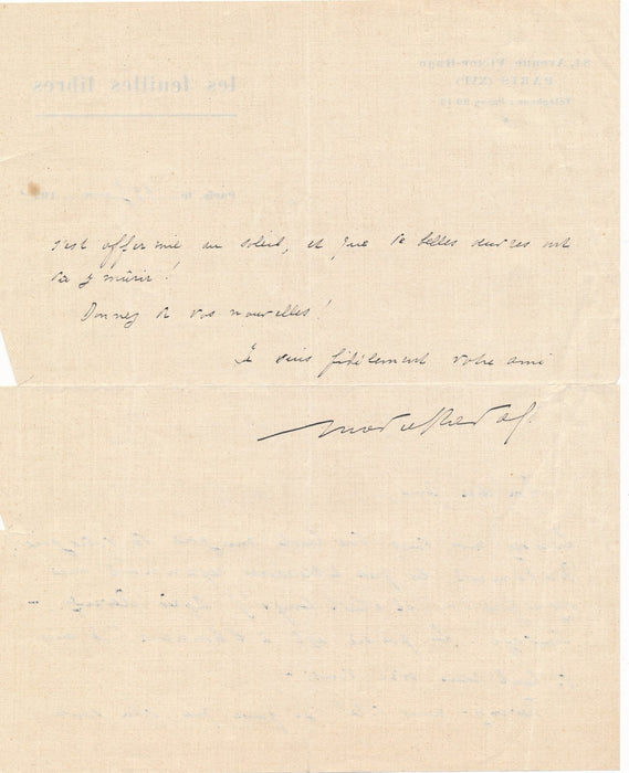 Marcel RAVAL félicite Marcel SAUVAGE La poésie est à l’honneur lettre autographe
