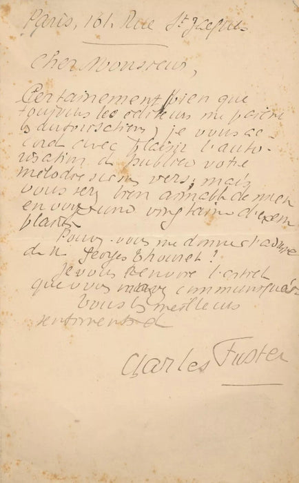 Charles FUSTER 3 lettres autographes signées Georges Thouret adaptation musicale