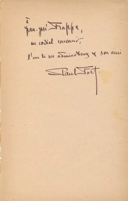 bel ensemble autographe Paul FORT 2 lettres 2 cartes 1 lettre épouse dédicace