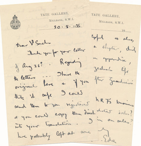 Harold Stanley EDE 2 lettres autographes signées à Maurice SACHS Gaudier Brzeska