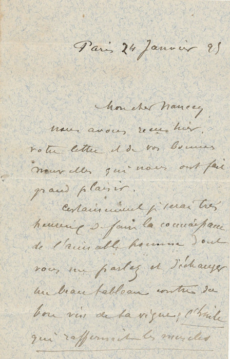 Du vin ! Paul-Désiré TROUILLEBERT lettre autographe signée à Paul NANCEY