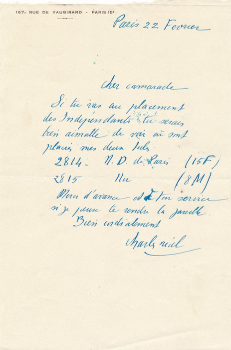 art Charles Réal (1898-1979), peintre bordeaux 2 lettres autographes signées 