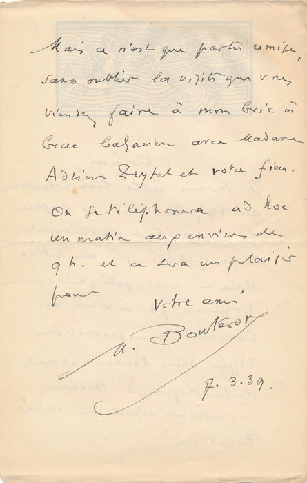Littérature Marcel Bouteron lettre autographe signée 1939 Adrien Peytel juriste