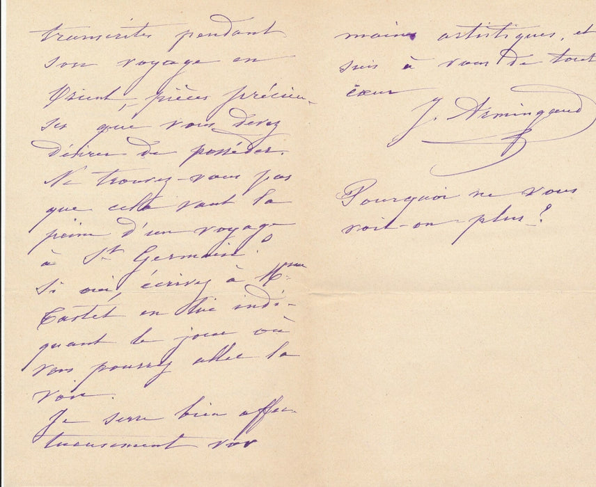 Jules ARMINGAUD compositeur 2 lettres autographes manuscrits Félicien David !