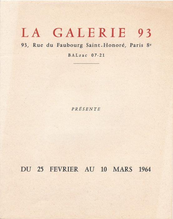 Peintres naïfs contemporains Invitation  Galerie 93 Paris 1964 biographies