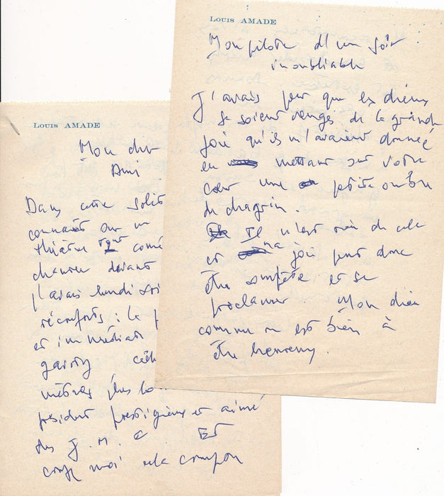 Ensemble autographes Louis Amade : Geo London Paul Fort René Clauss Bécaud