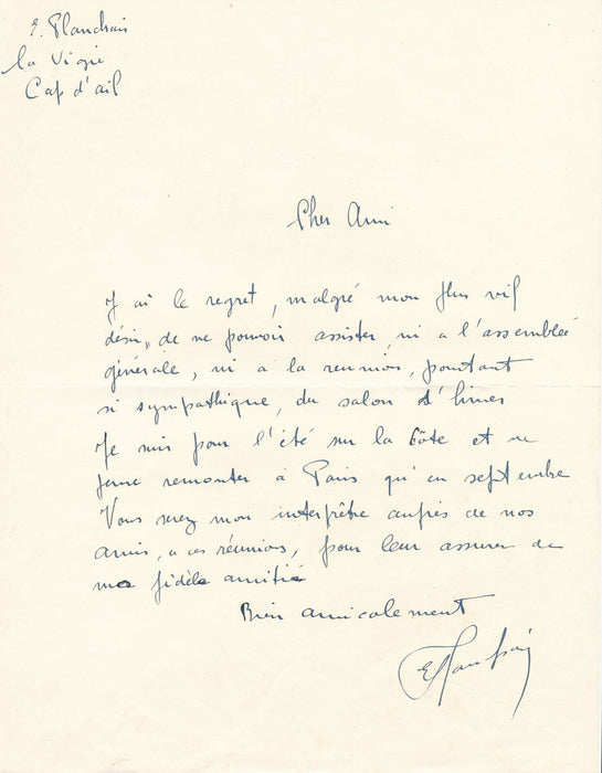 Peintre Edouard PLANCHAIS 2 lettres autographes à Daniel-Girard Salon d'Hiver