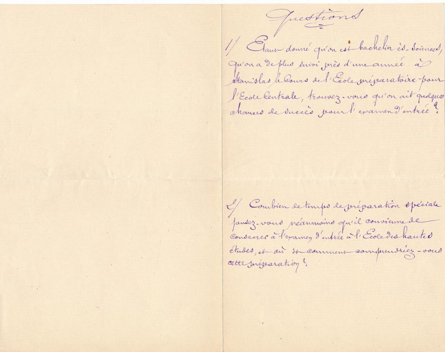 Francis PLANTÉ 2 lettres autographes signées et notes éducation de son fils