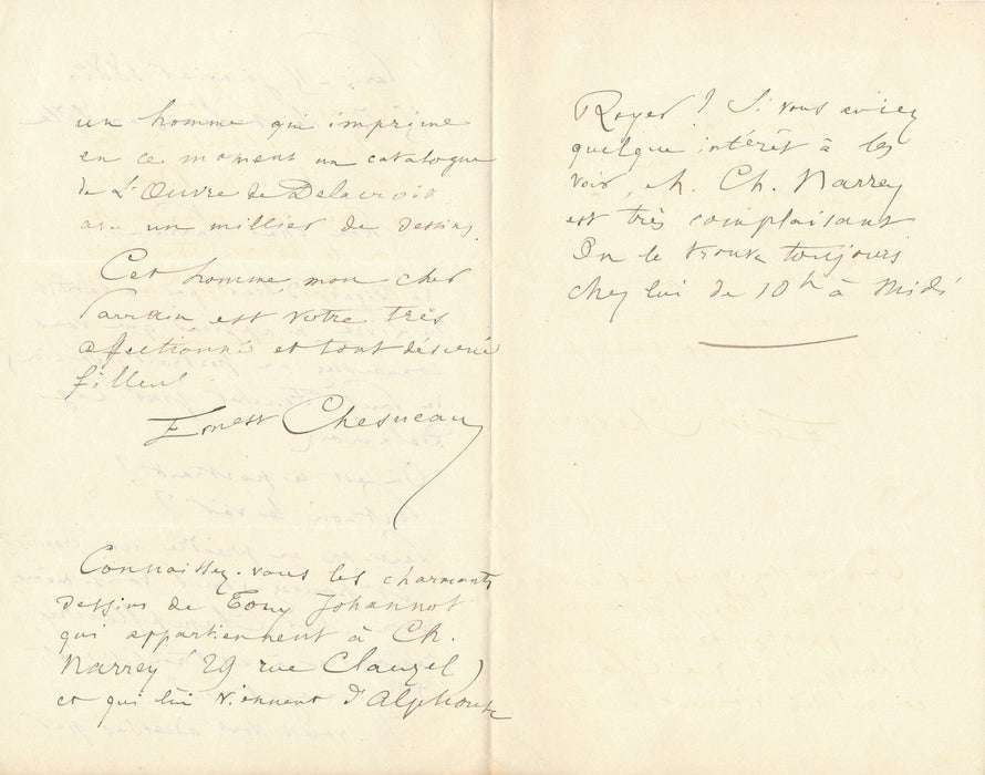 Ernest CHESNEAU 9 lettres autographes à CHAMPFLEURY Leech Delacroix Régnier