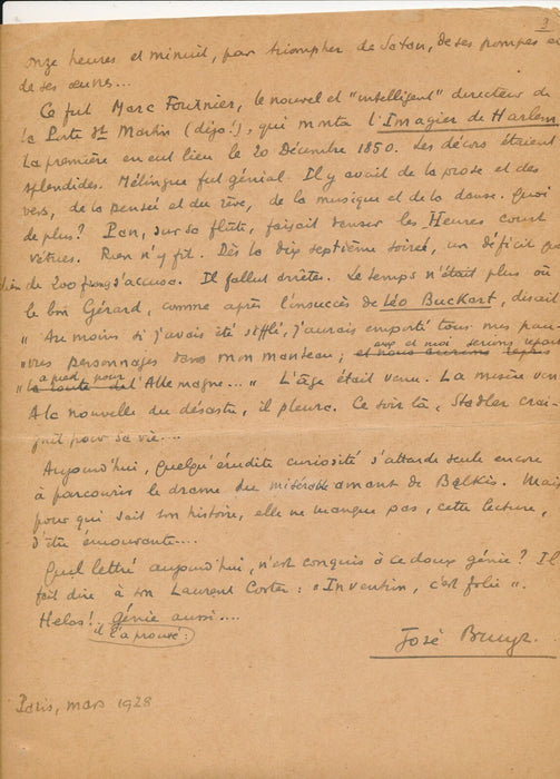 José BRUYR poète belge manuscrit autographe signé Théâtre Imprimerie corrections