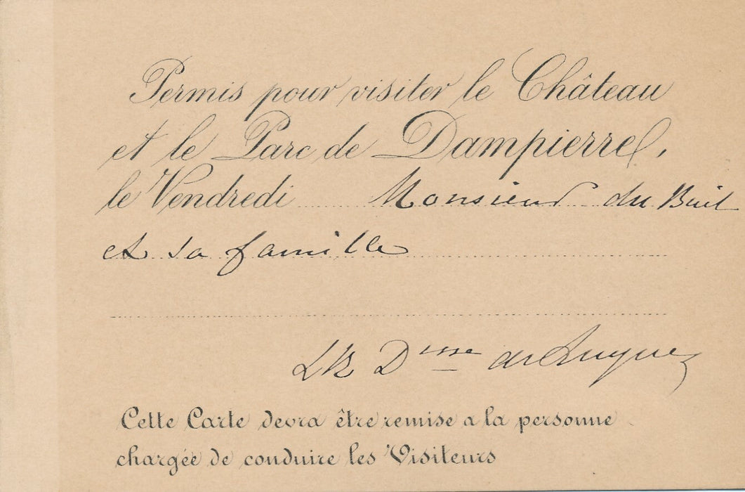 Épouse de Honoré Théodoric d’Albert de Luynes autographe signature Dampierre
