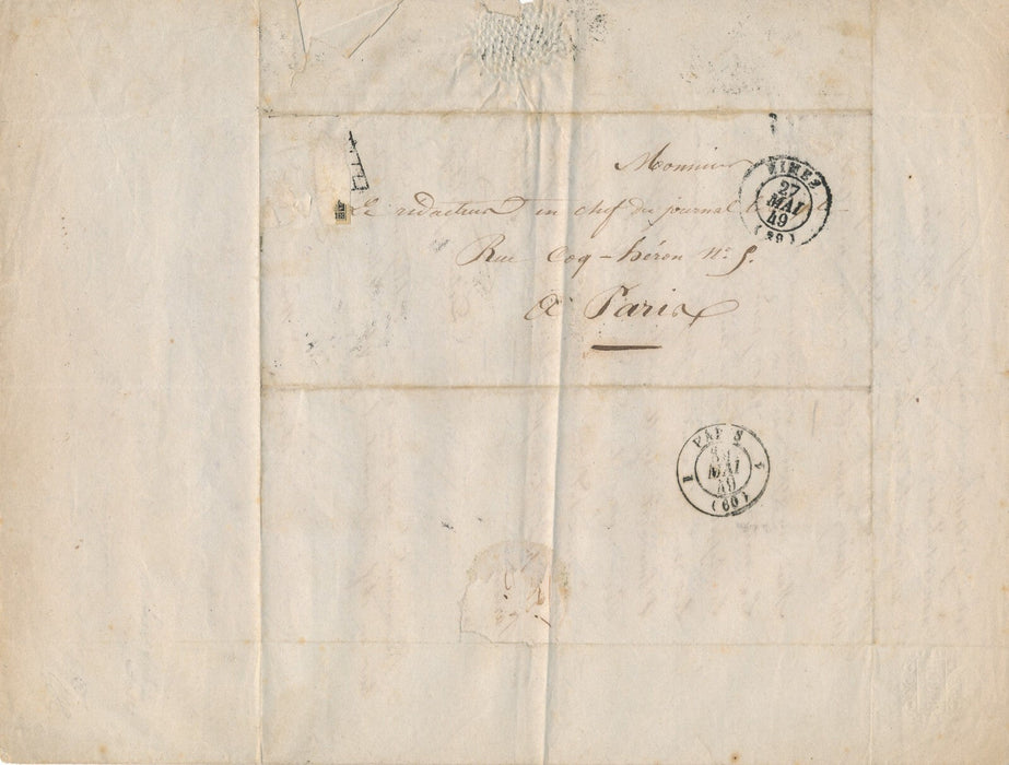 Pierre-Germain ENCONTRE libraire Nîmes prison poème autographe signé 1849