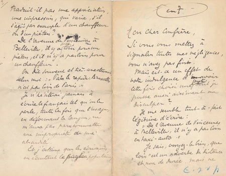 Tristan BERNARD lettre autographe signée contre les grammairiens desséchés