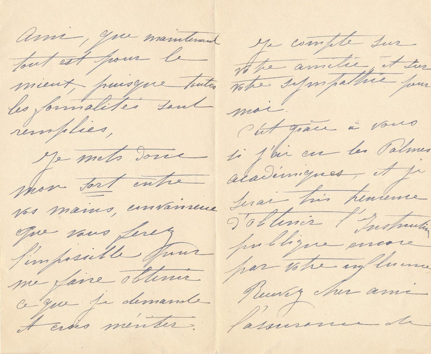 Renée RICHARD opéra chanteuse lettre autographe signée palmes instruction